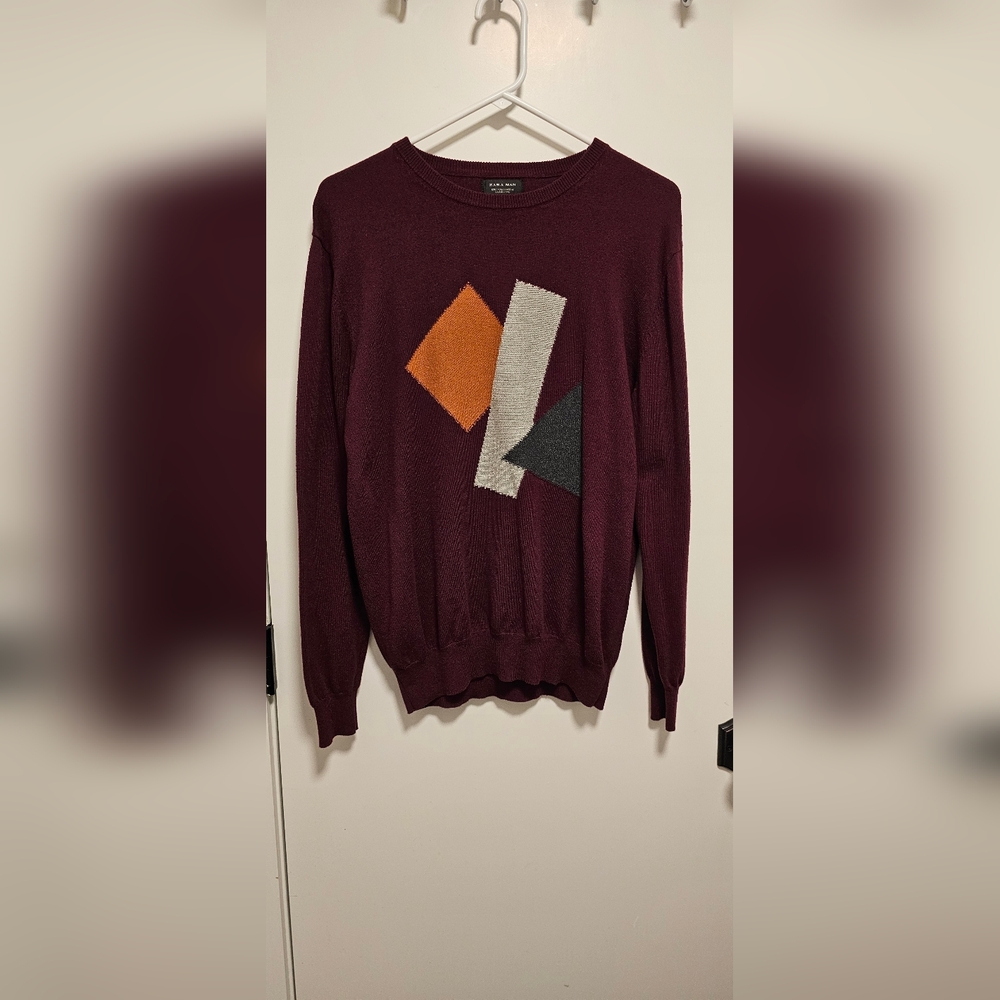 Zara Men's L Burgundy Sweater